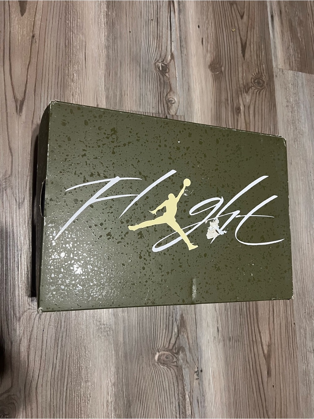 Jordan Flight Shoe Box in Olive Green with White and Yellow Accents